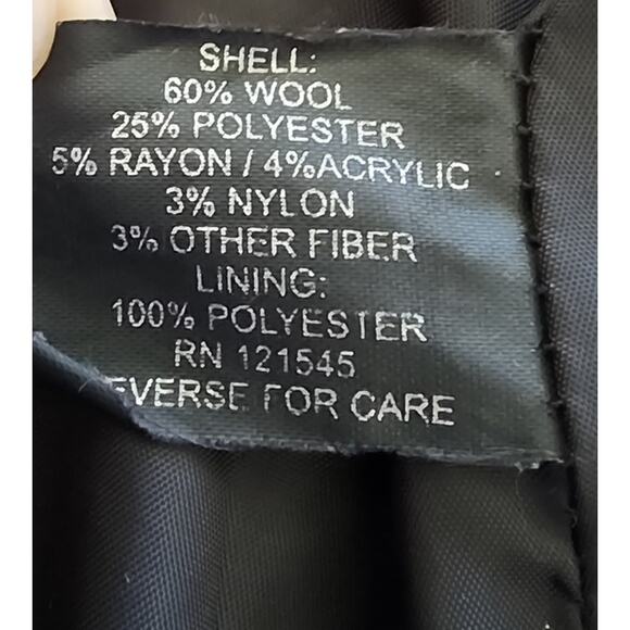 Towne London Fog Black Wool Blend Pea Coat Size XL - Picture 7 of 7